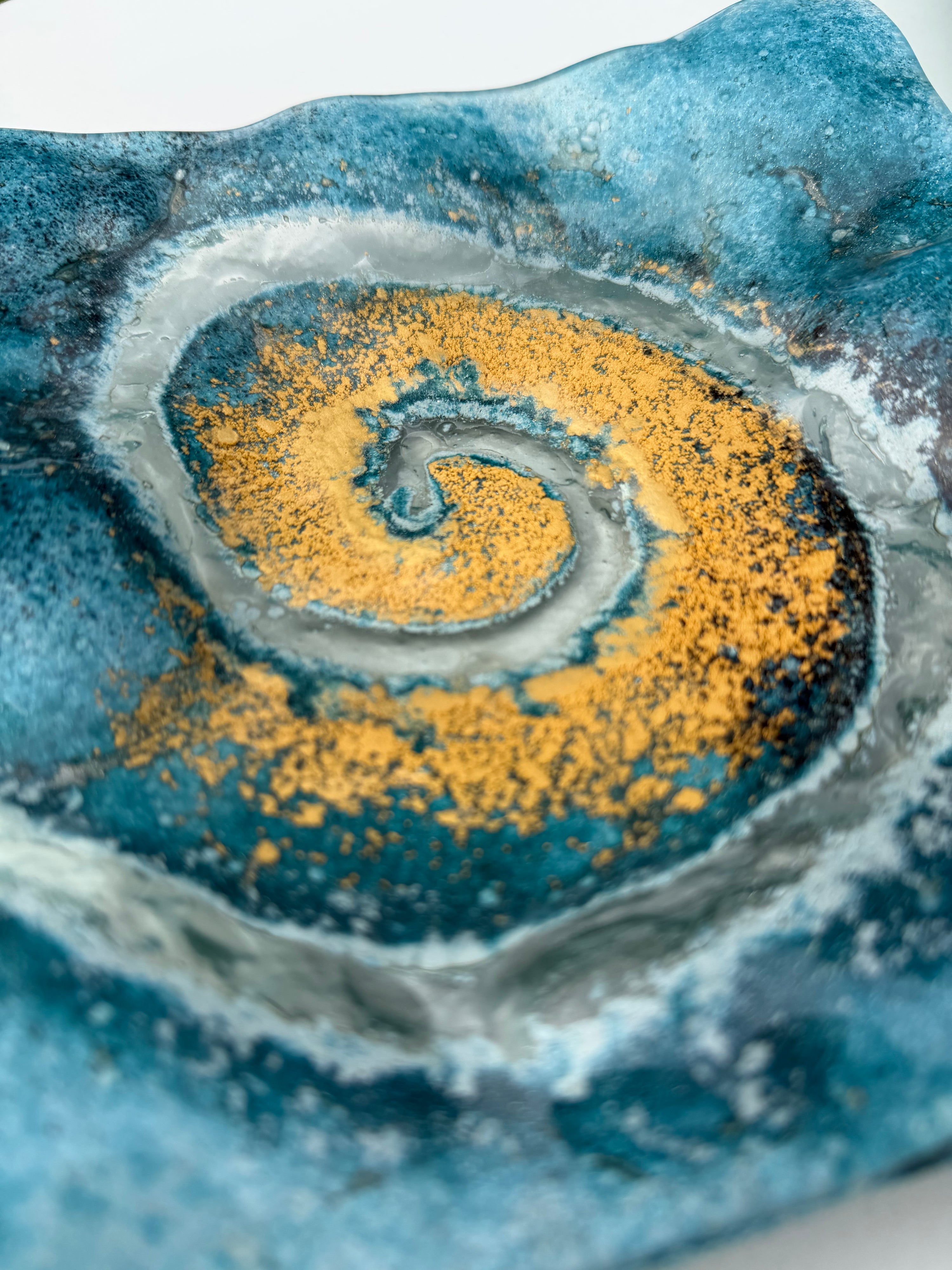 Blue & Gold Square Plate