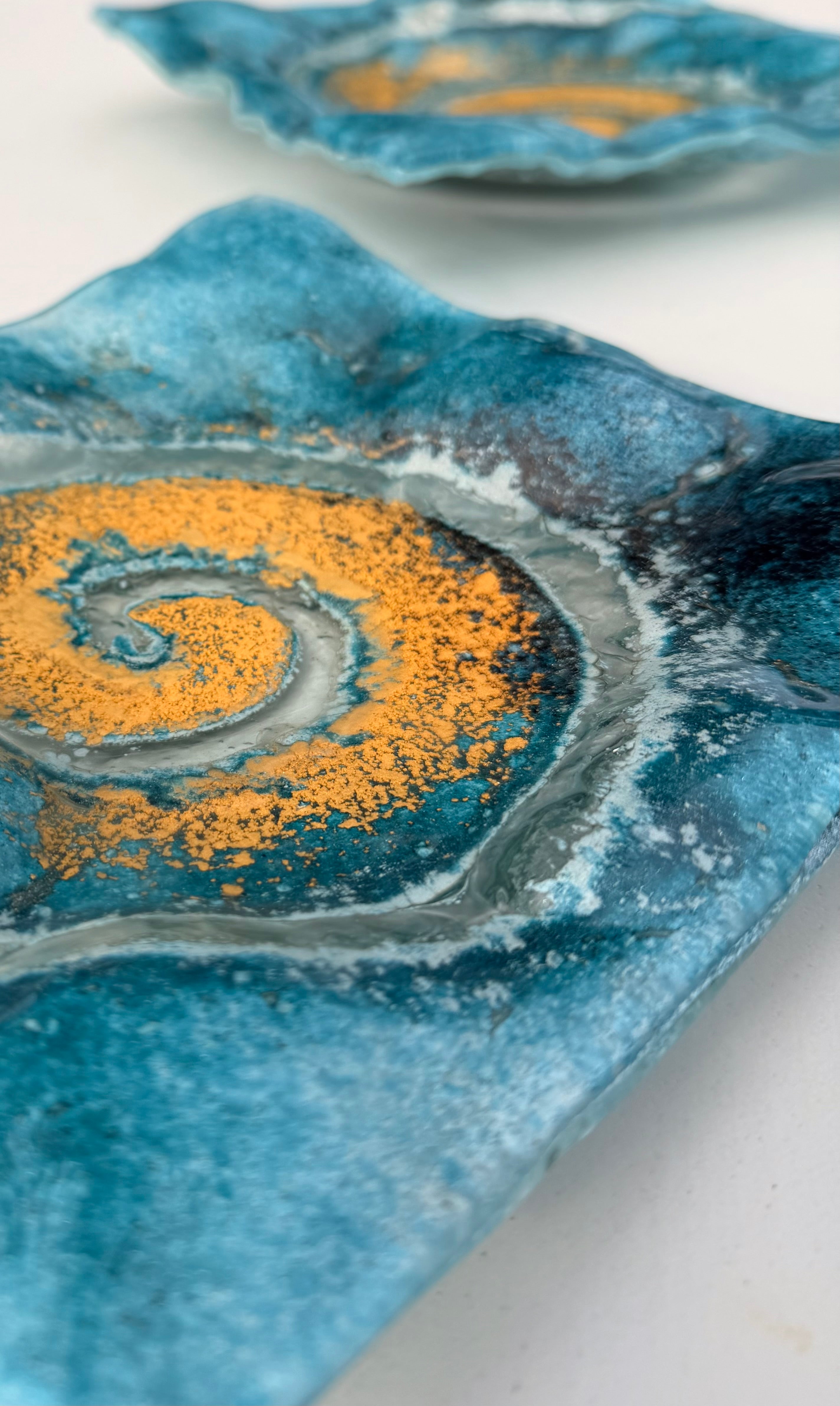 Blue & Gold Square Plate