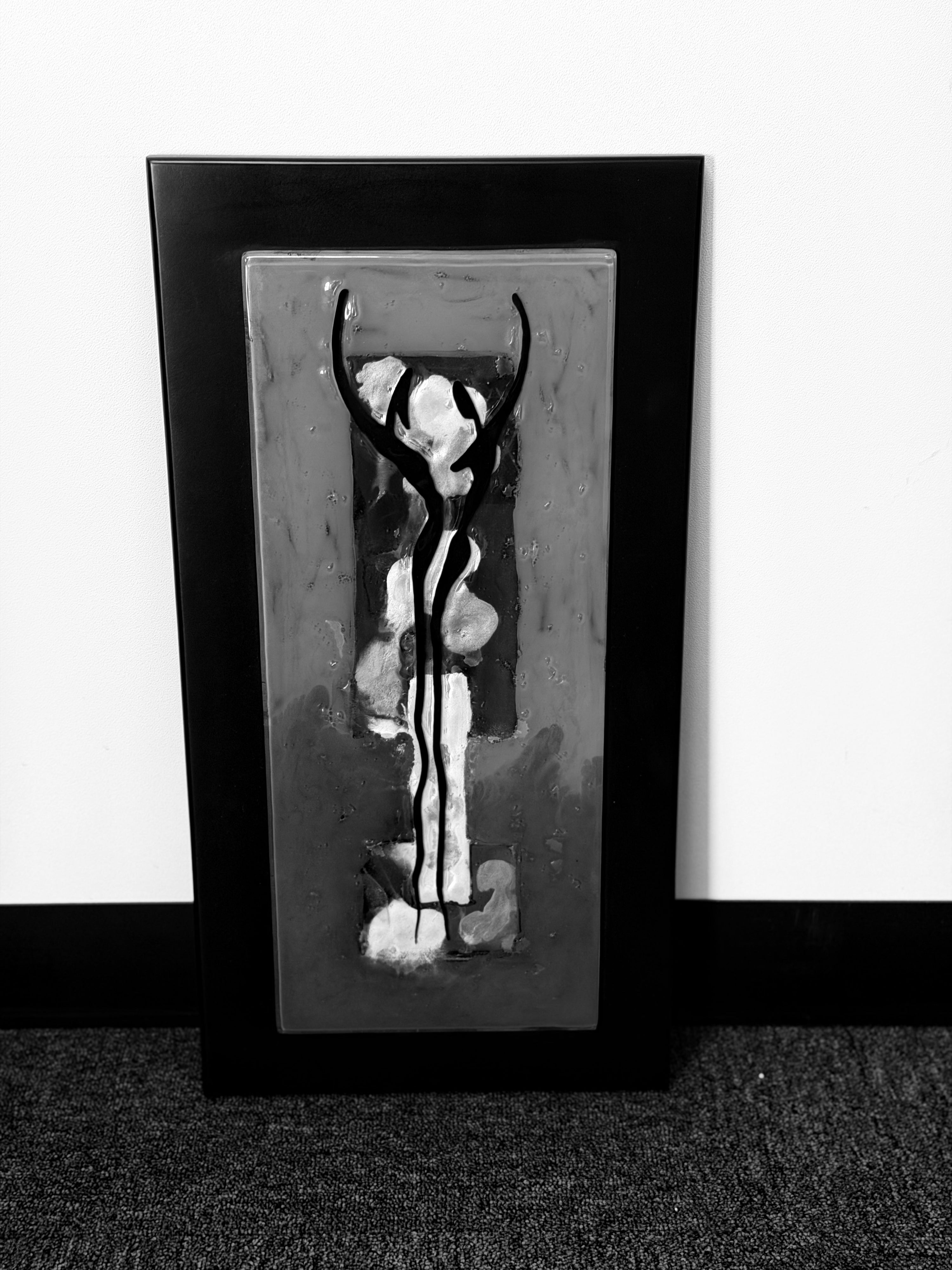 Dancers in Autumn - Fused Glass Wall Art with Black Panel