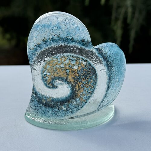 Blue & Gold Heart Shaped Tealight Holder
