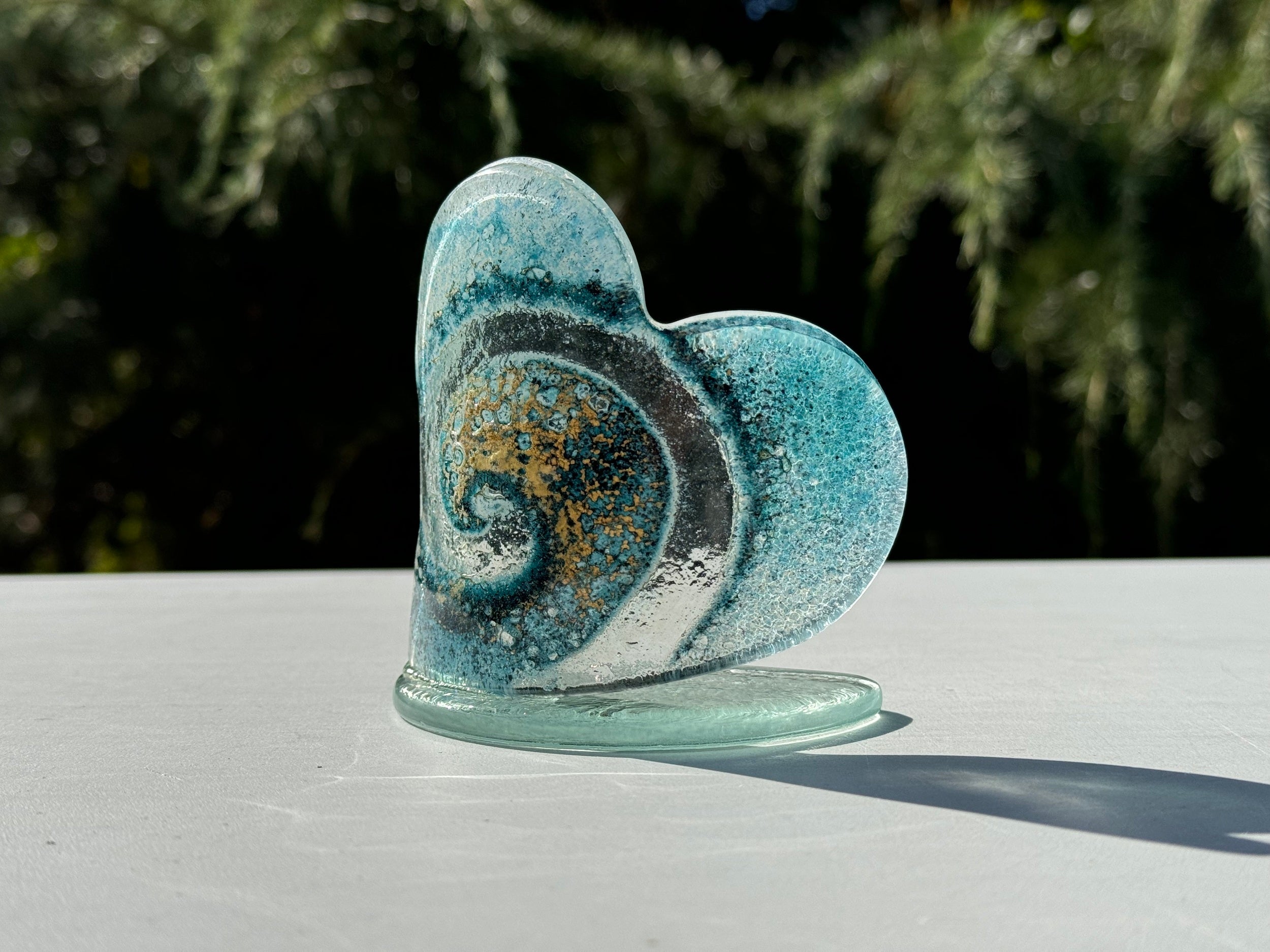 Blue & Gold Heart Shaped Tealight Holder