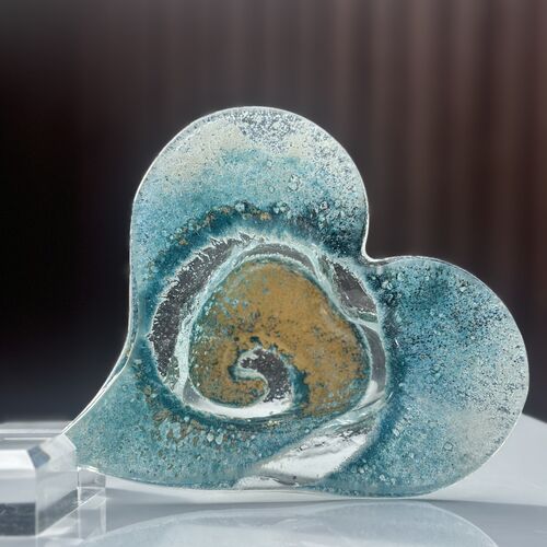 Blue & Gold Heart Tealight Dish