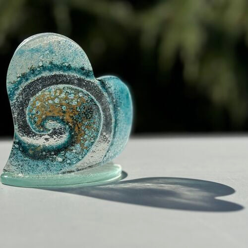 Blue & Gold Heart Shaped Tealight Holder