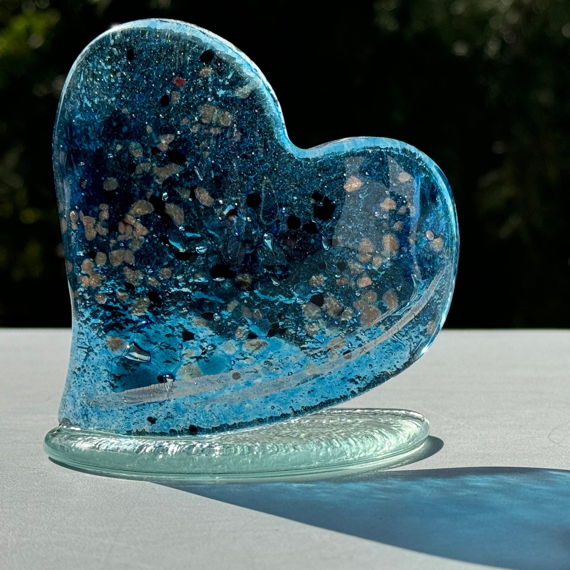 Blue & Platinum Heart Shaped Tealight Holder