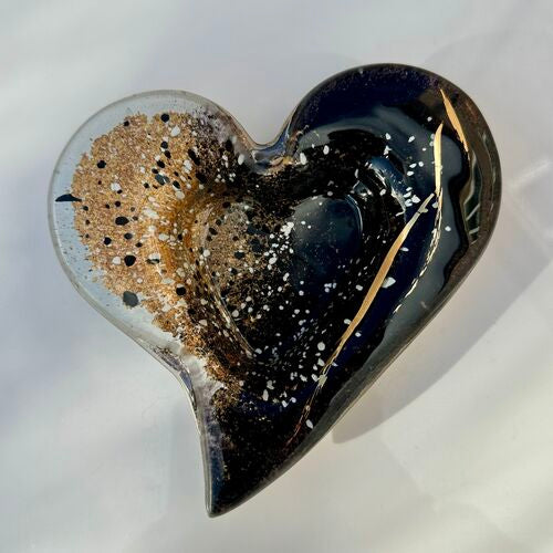 Black & Gold Heart Tealight Dish