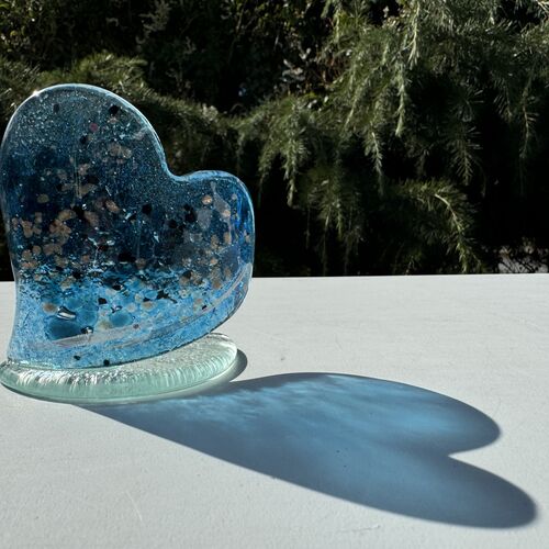 Blue & Platinum Heart Shaped Tealight Holder