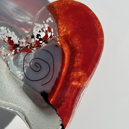 Artemis Red & White Heart Tealight Dish