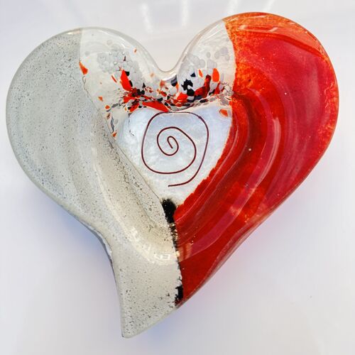 Artemis Red & White Heart Tealight Dish