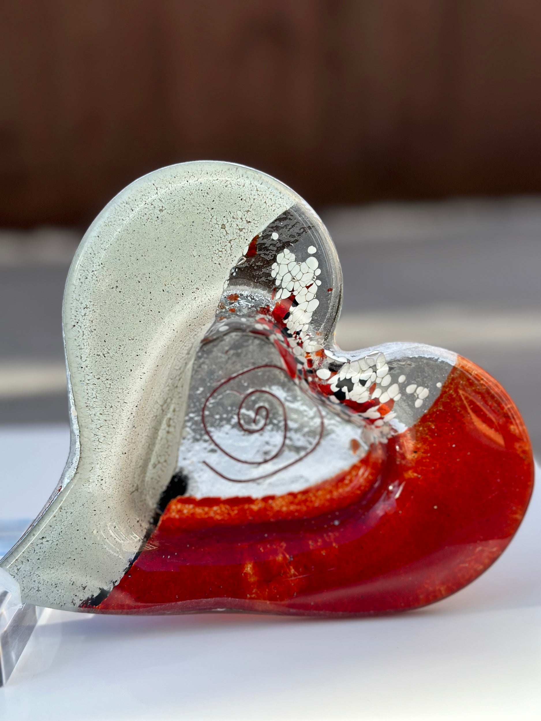 Artemis Red & White Heart Tealight Dish