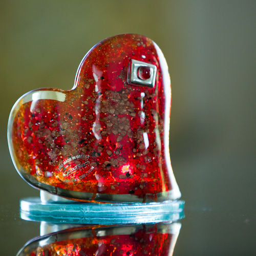 Red & Platinum Heart Shaped Tealight Holder