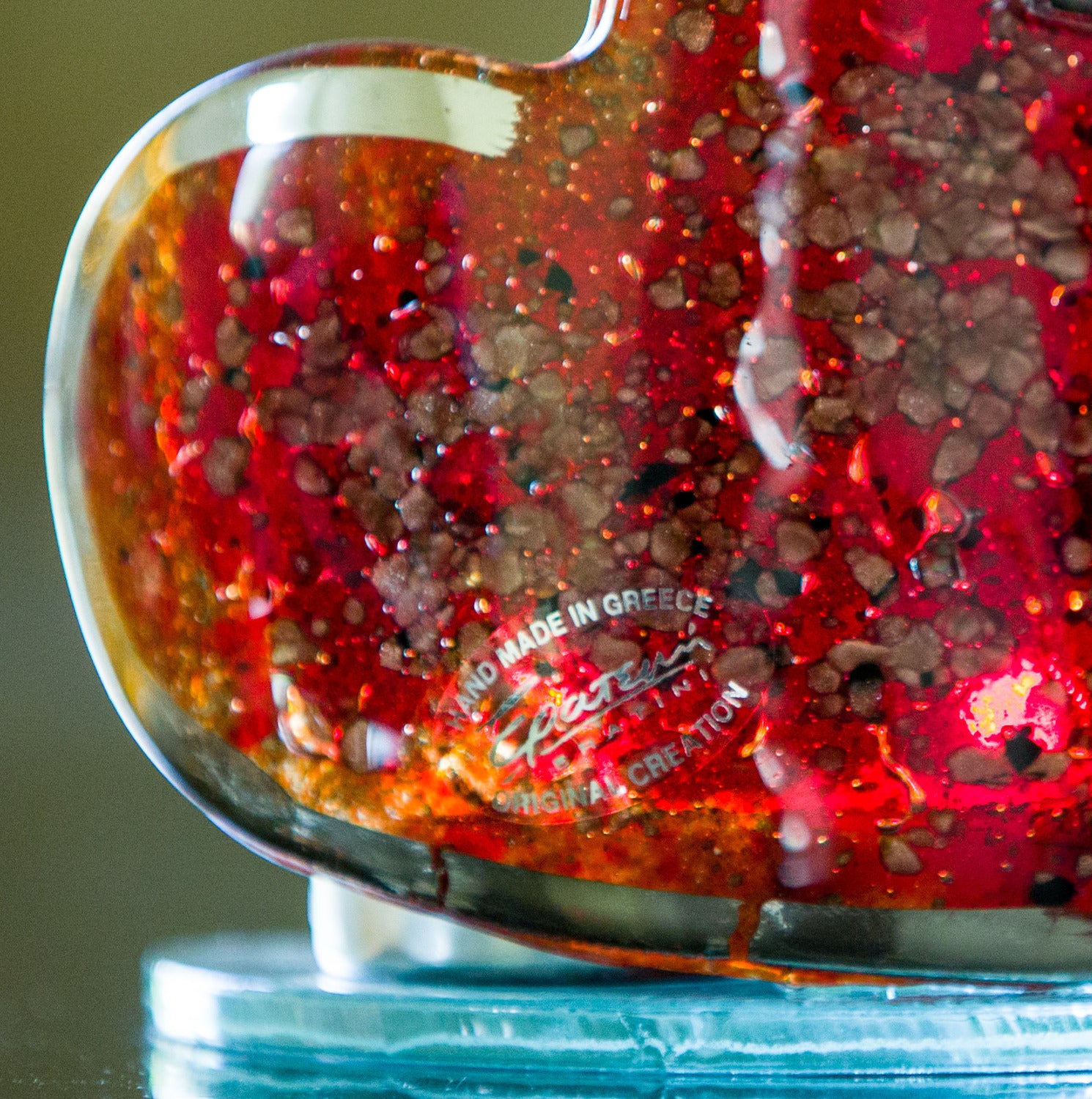 Red & Platinum Heart Shaped Tealight Holder