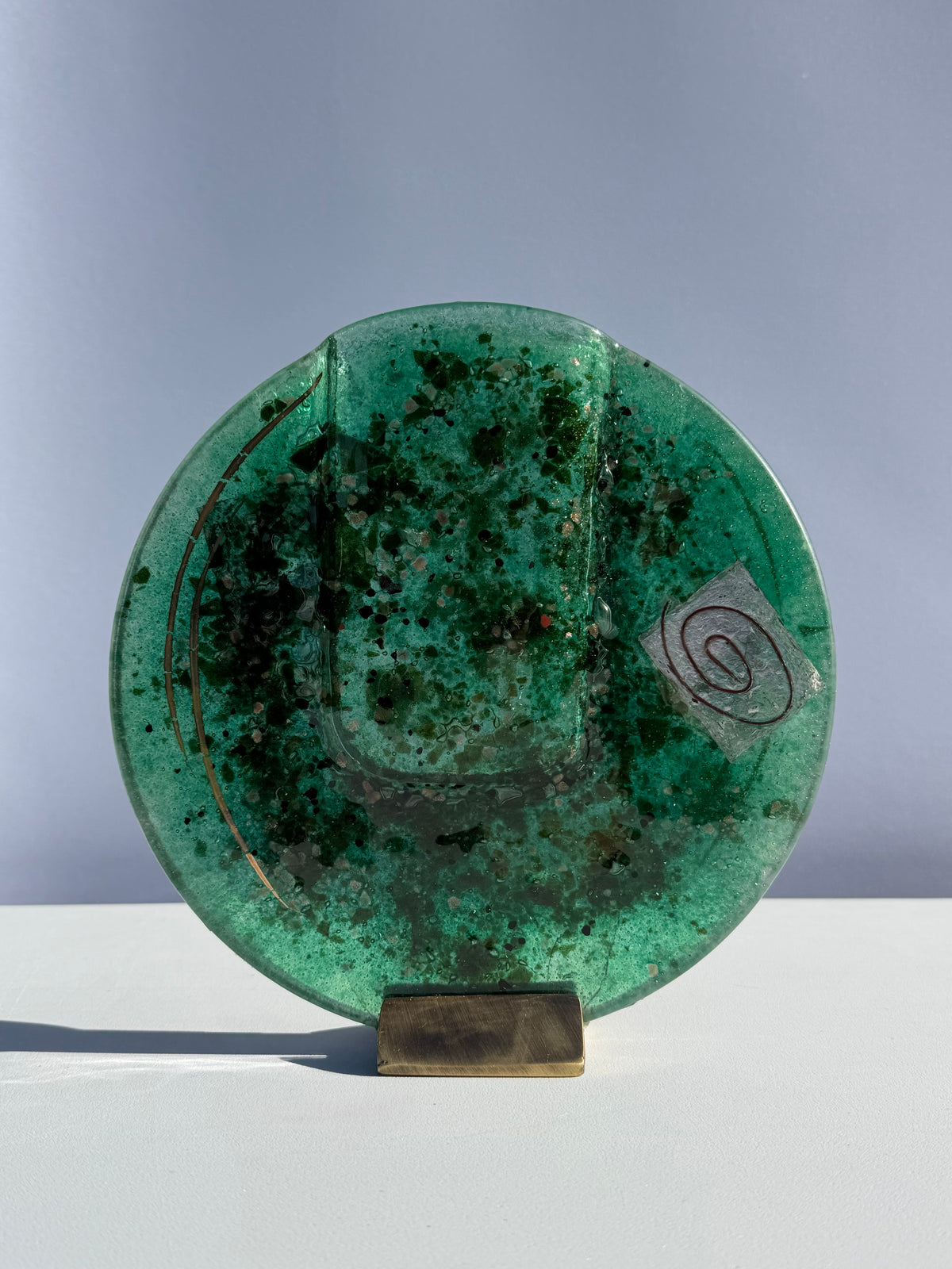 Dark Green & Gold Round Mini Vase