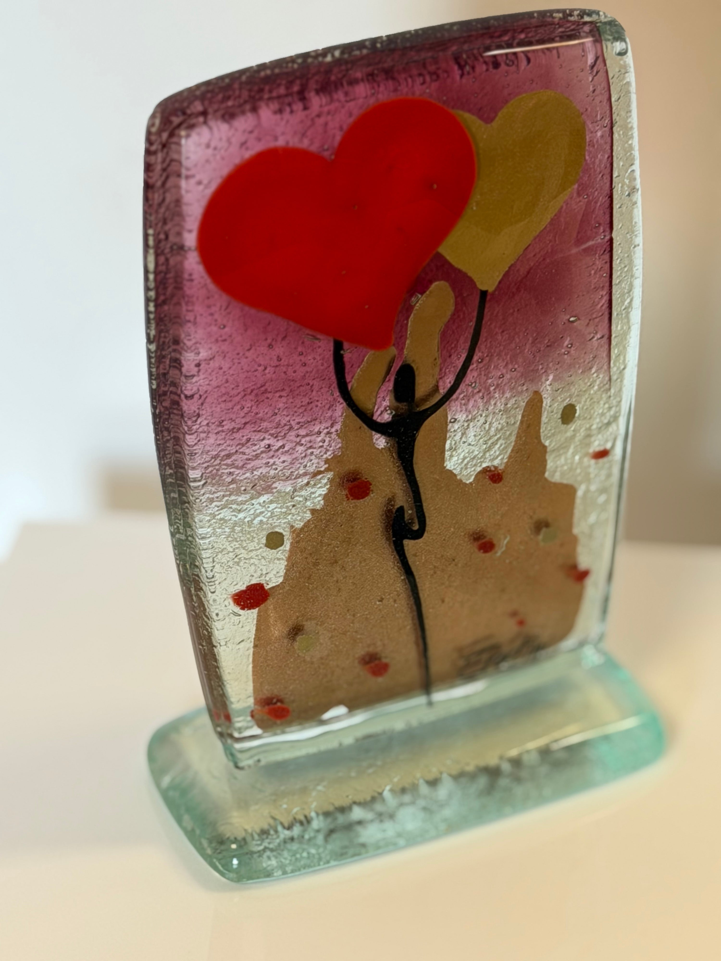 Purple Balloon Hearts Ornament - 10cm x 16cm