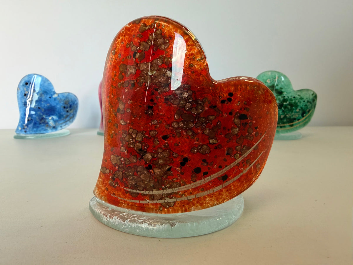 Red & Platinum Heart Shaped Tealight Holder