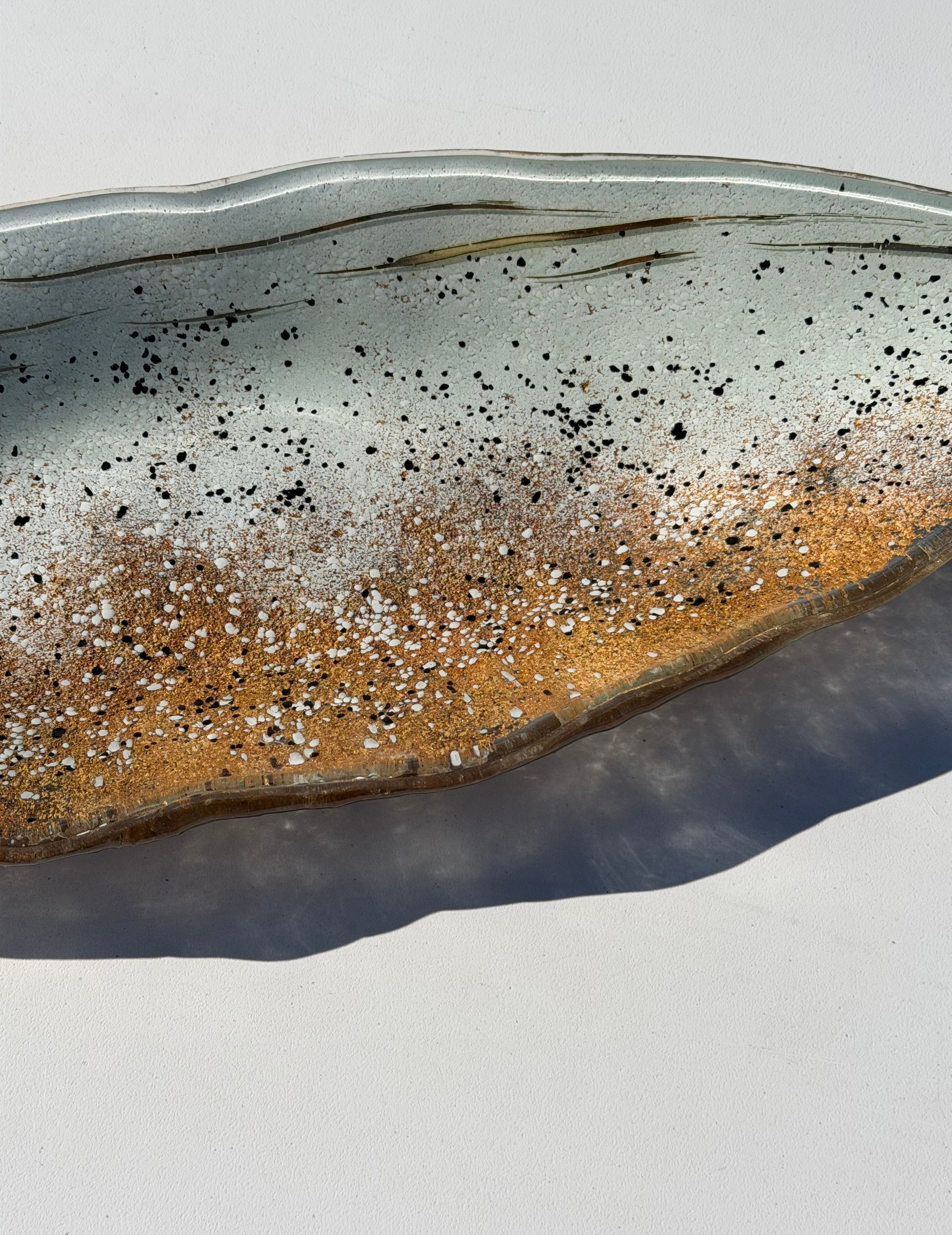 Golden Frost Fused Glass Oval Plate
