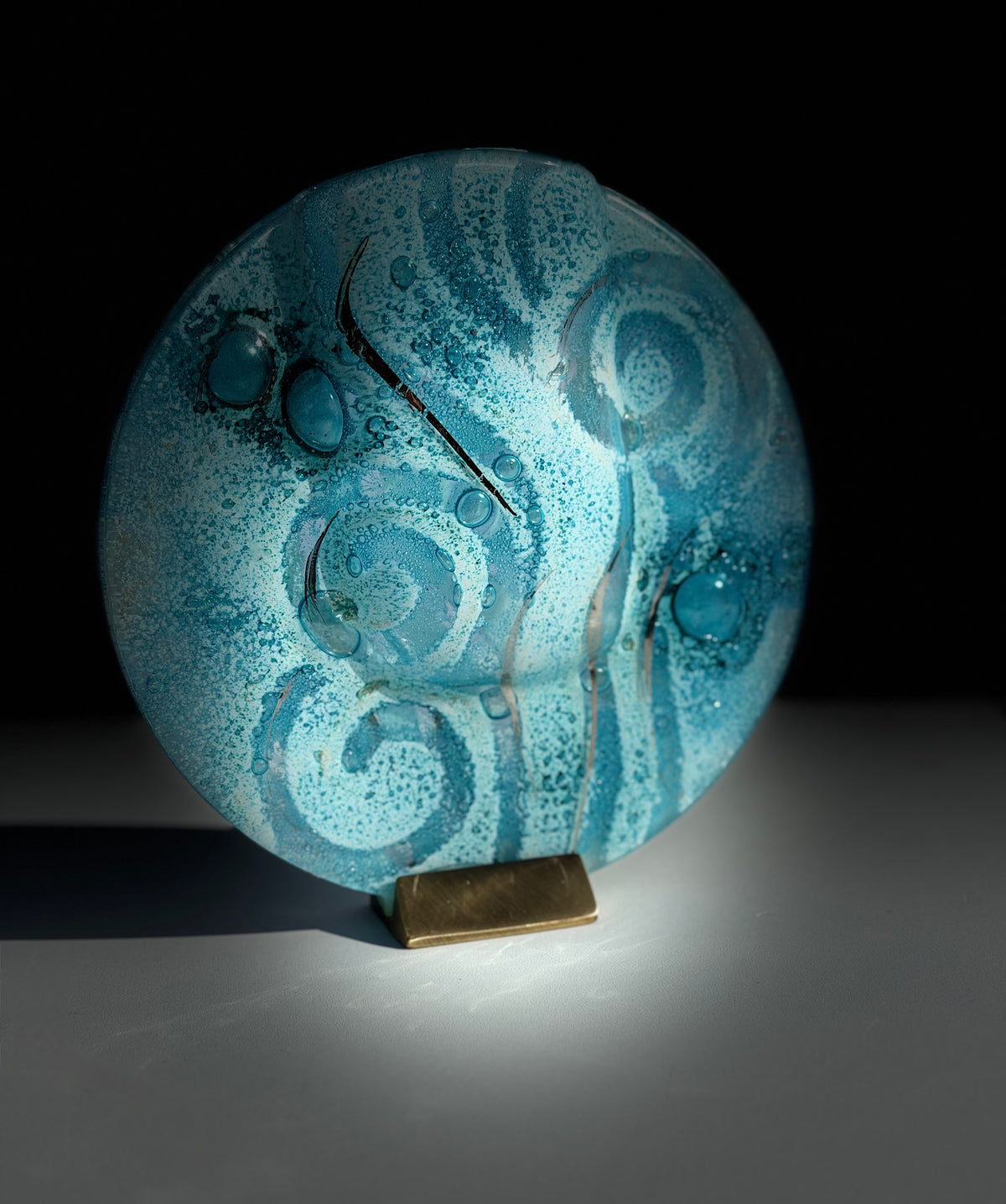 Crystal Aqua Round Mini Vase