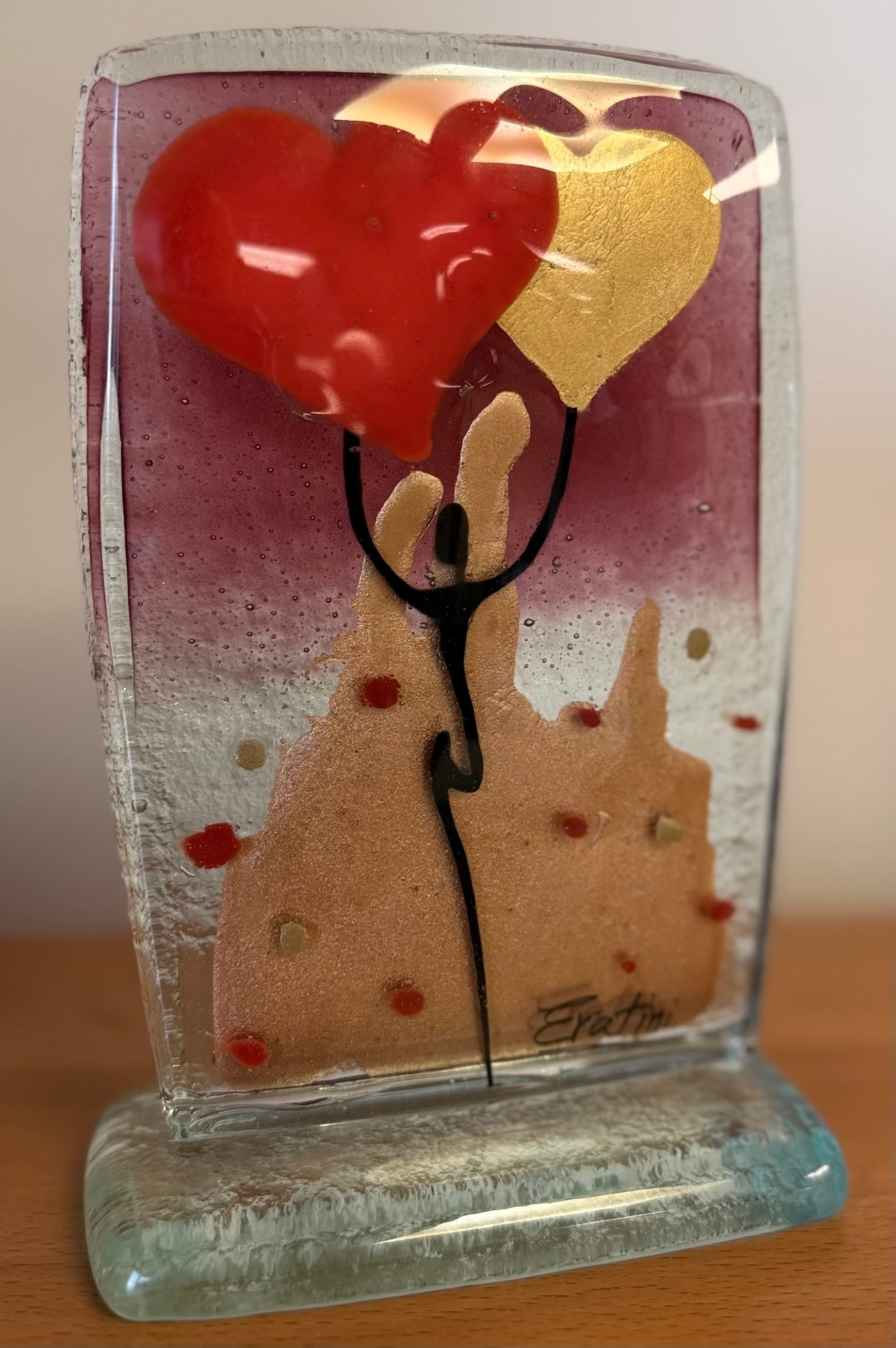 Purple Balloon Hearts Ornament - 10cm x 16cm