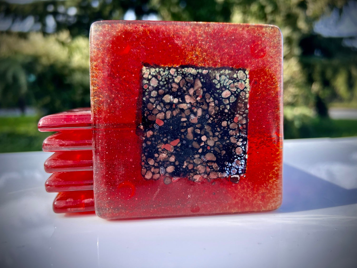 Fedra Red Glass Coasters (Square)