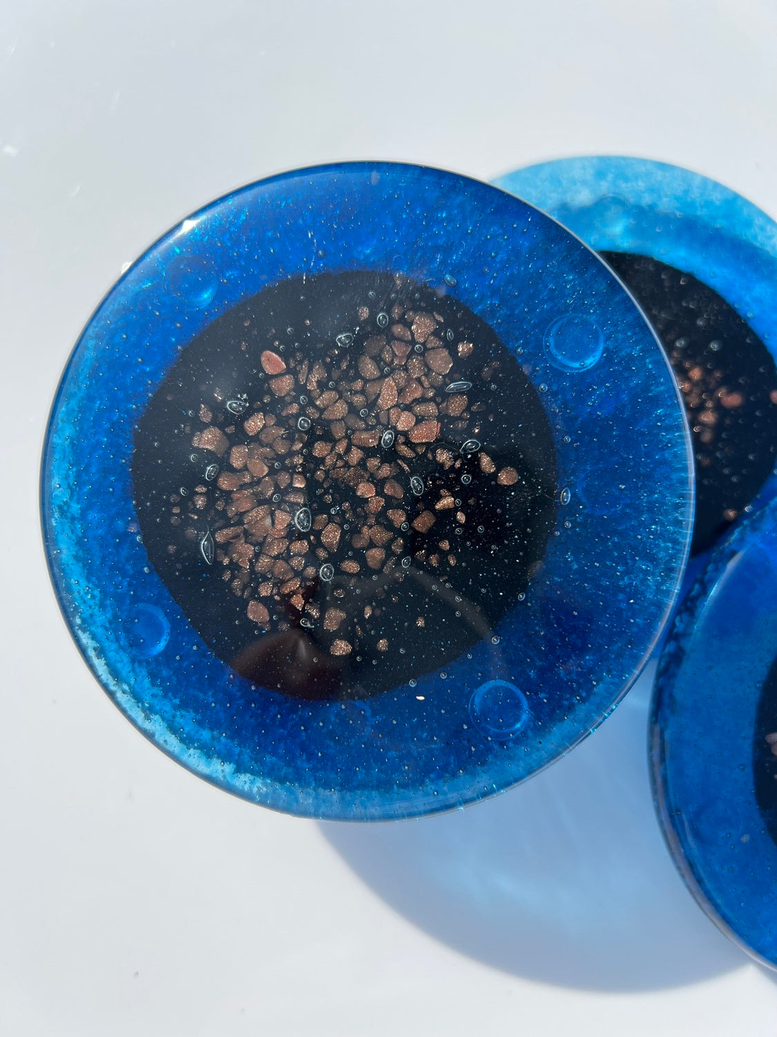 Fedra Blue Glass Coasters (Round)