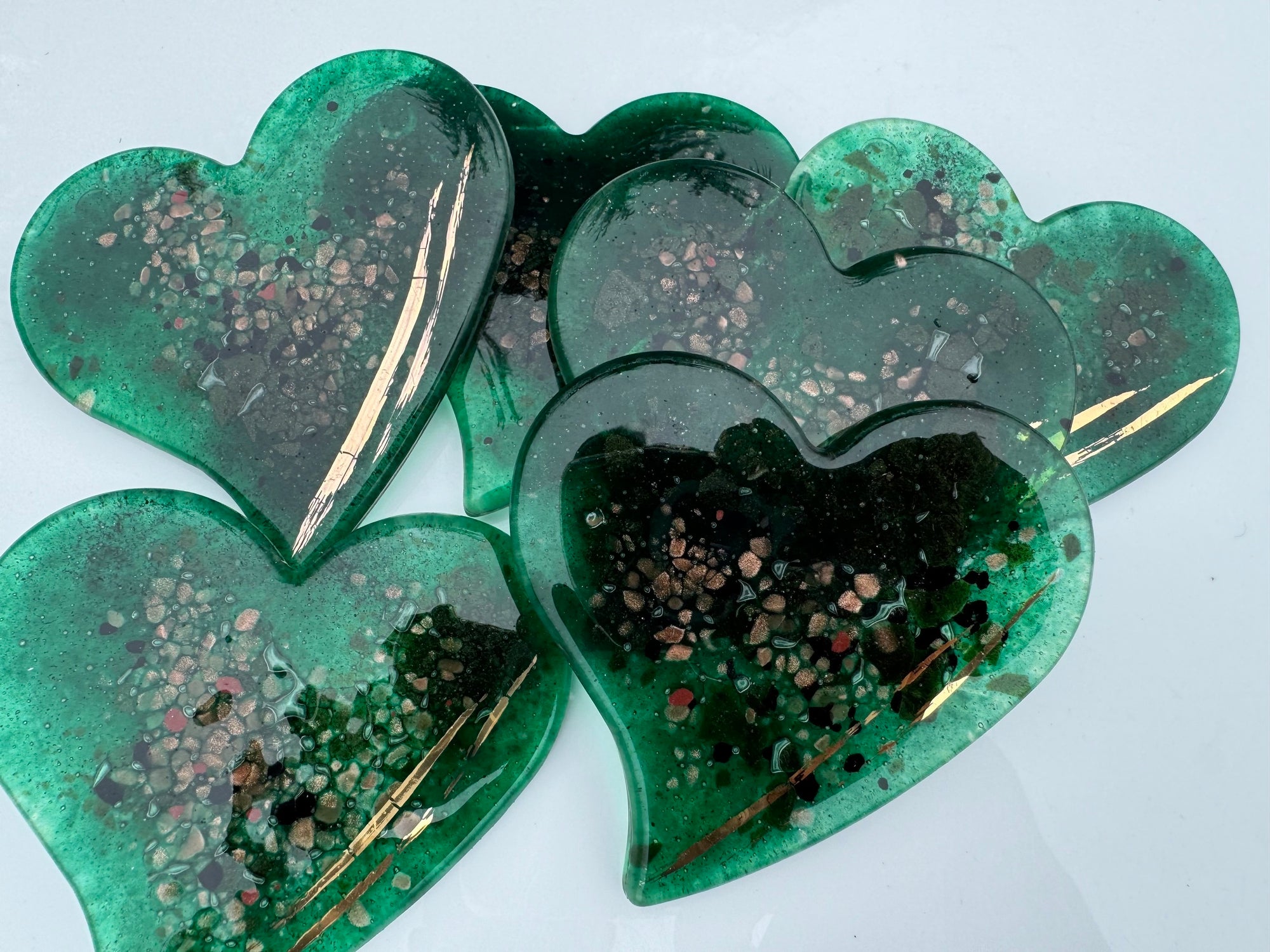 Dark Green & Gold Coaster (Heart)