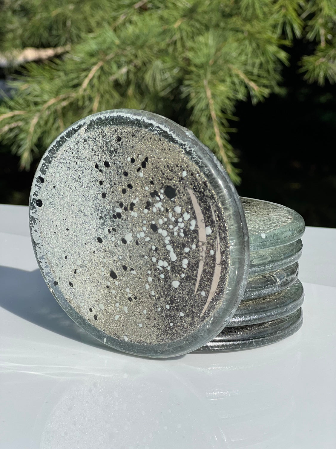 Silver, Grey & Platinum Coaster (Round)