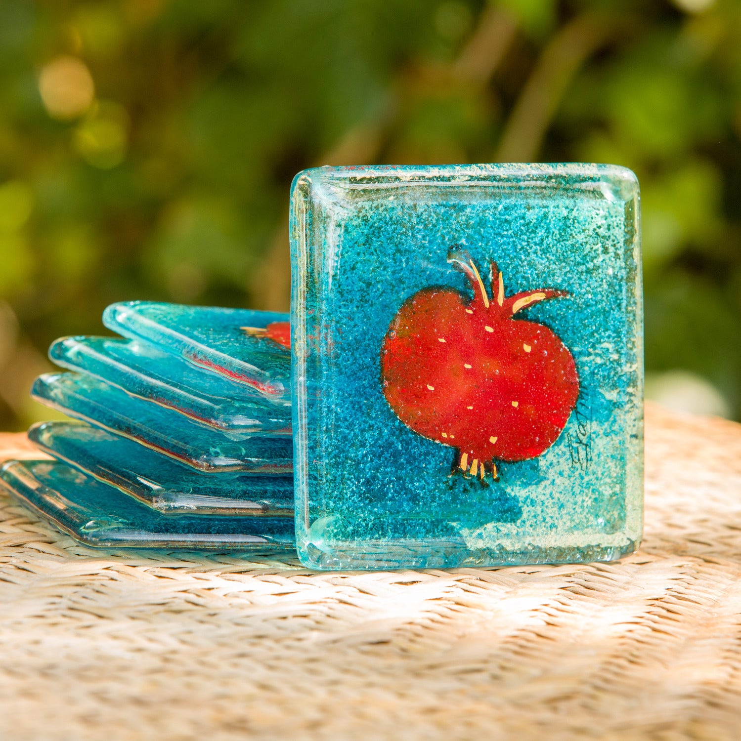 Pomegranate Aqua Coasters