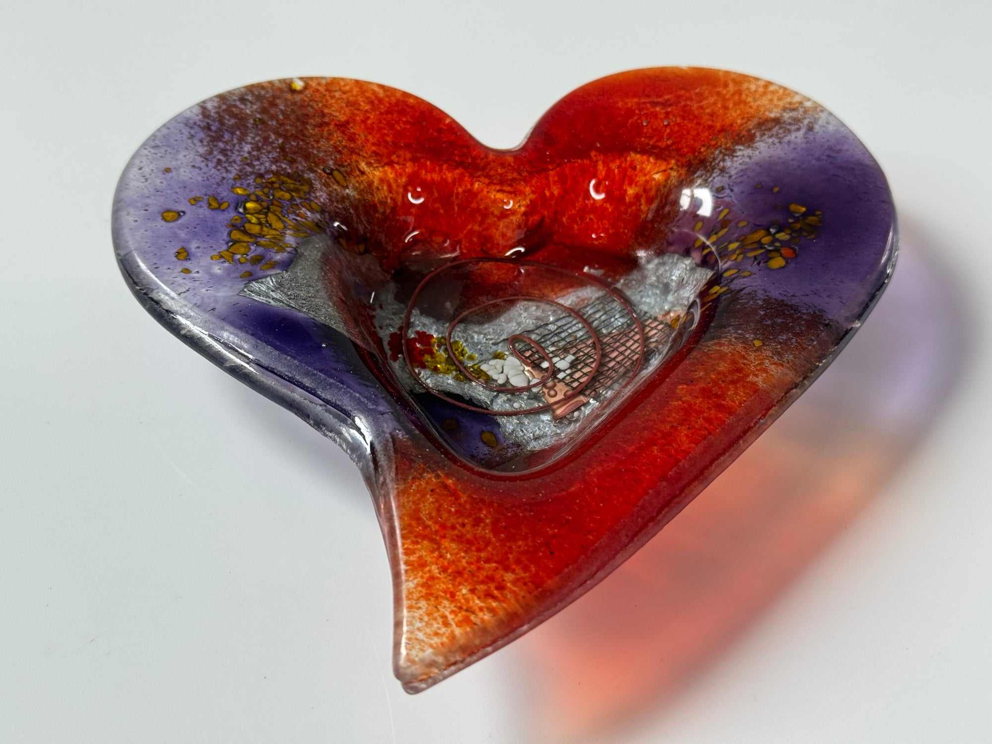 Opera Purple & Red Heart Tealight Dish