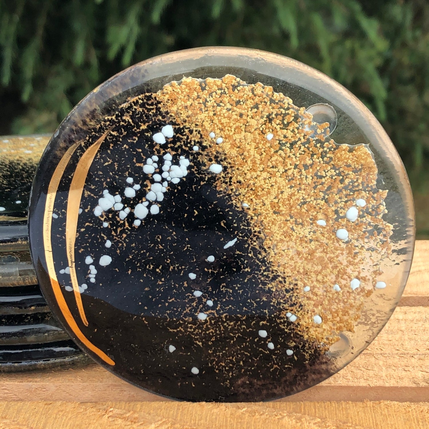 Black and Gold Coaster (Round)