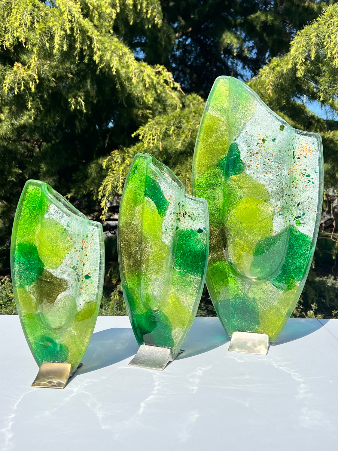 All Green Oval Vase