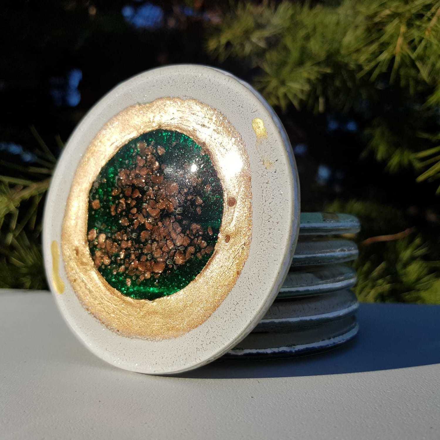 Thira Green Coasters (Round)