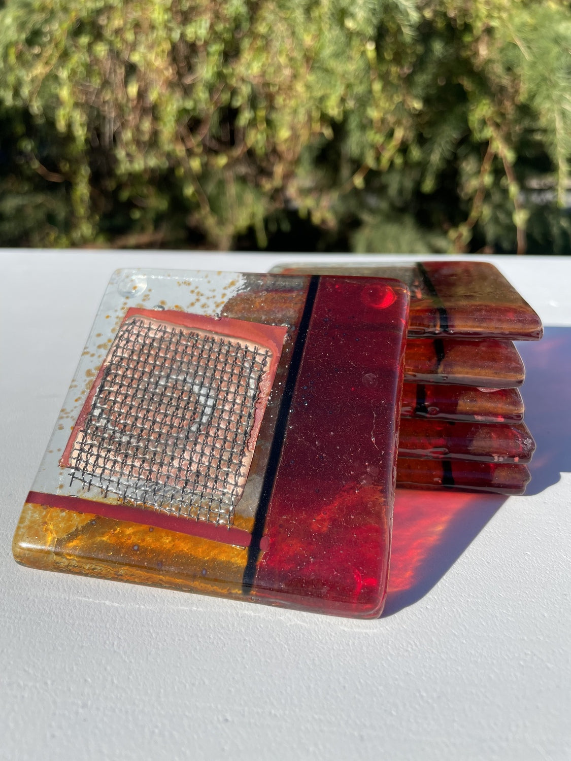 Mediterranean Red and Orange Coasters (Square)