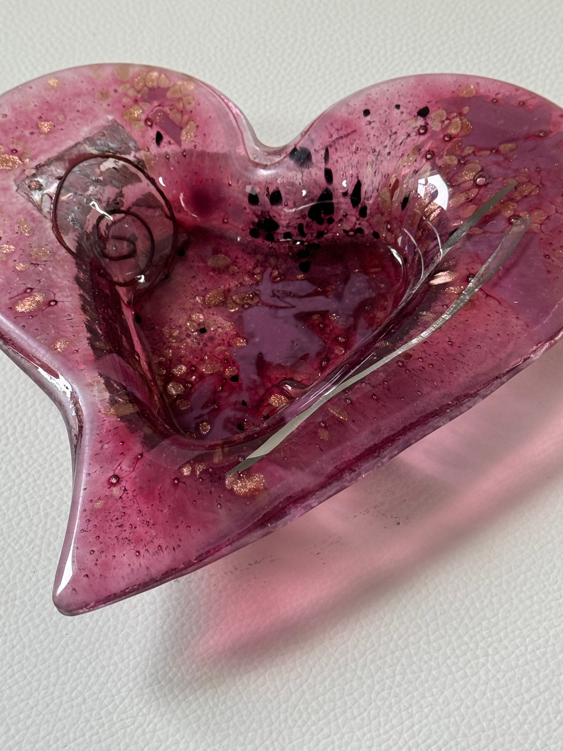 Rose & Platinum Heart Tealight Dish