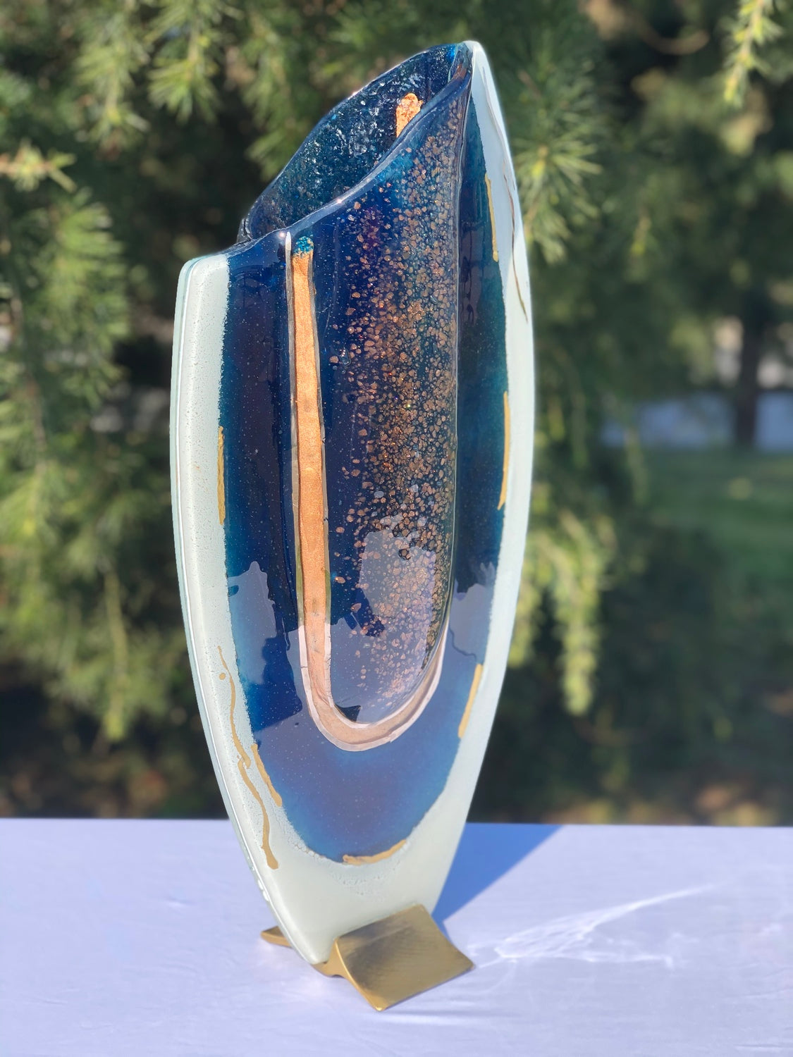 Thira Blue Oval Vase