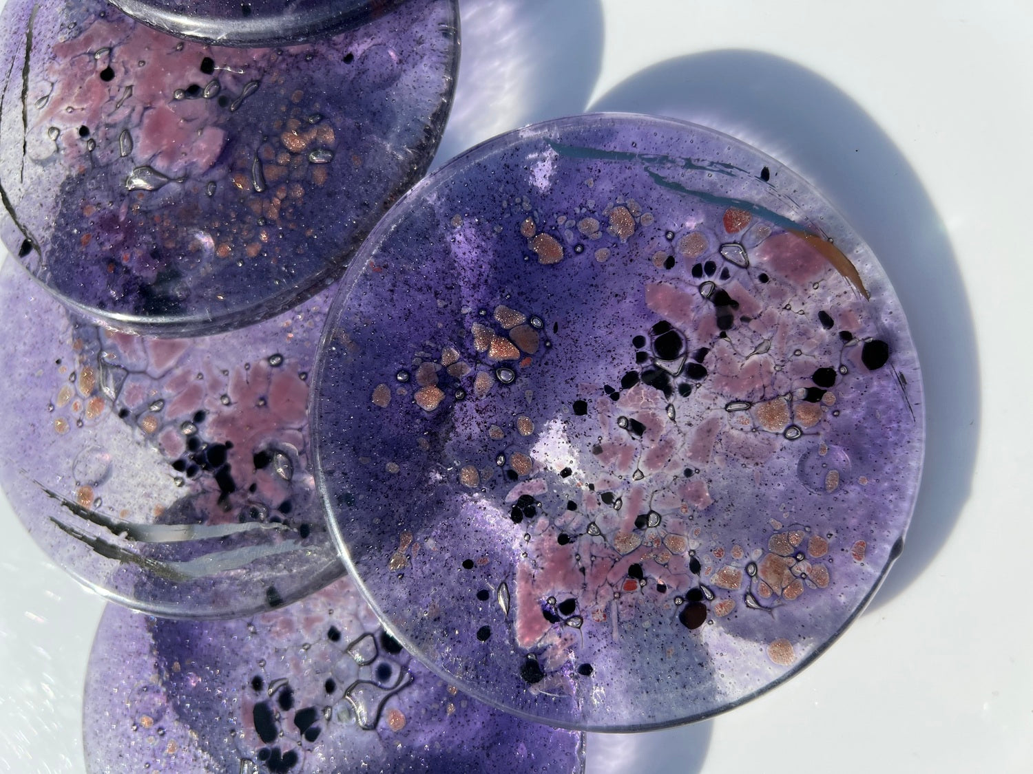Mauve & Platinum Coasters (Round)