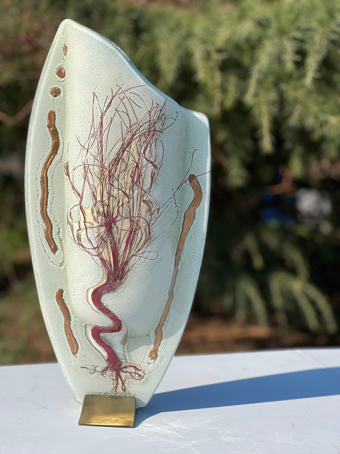 Iced White - (Autumn Tree) Oval Vase