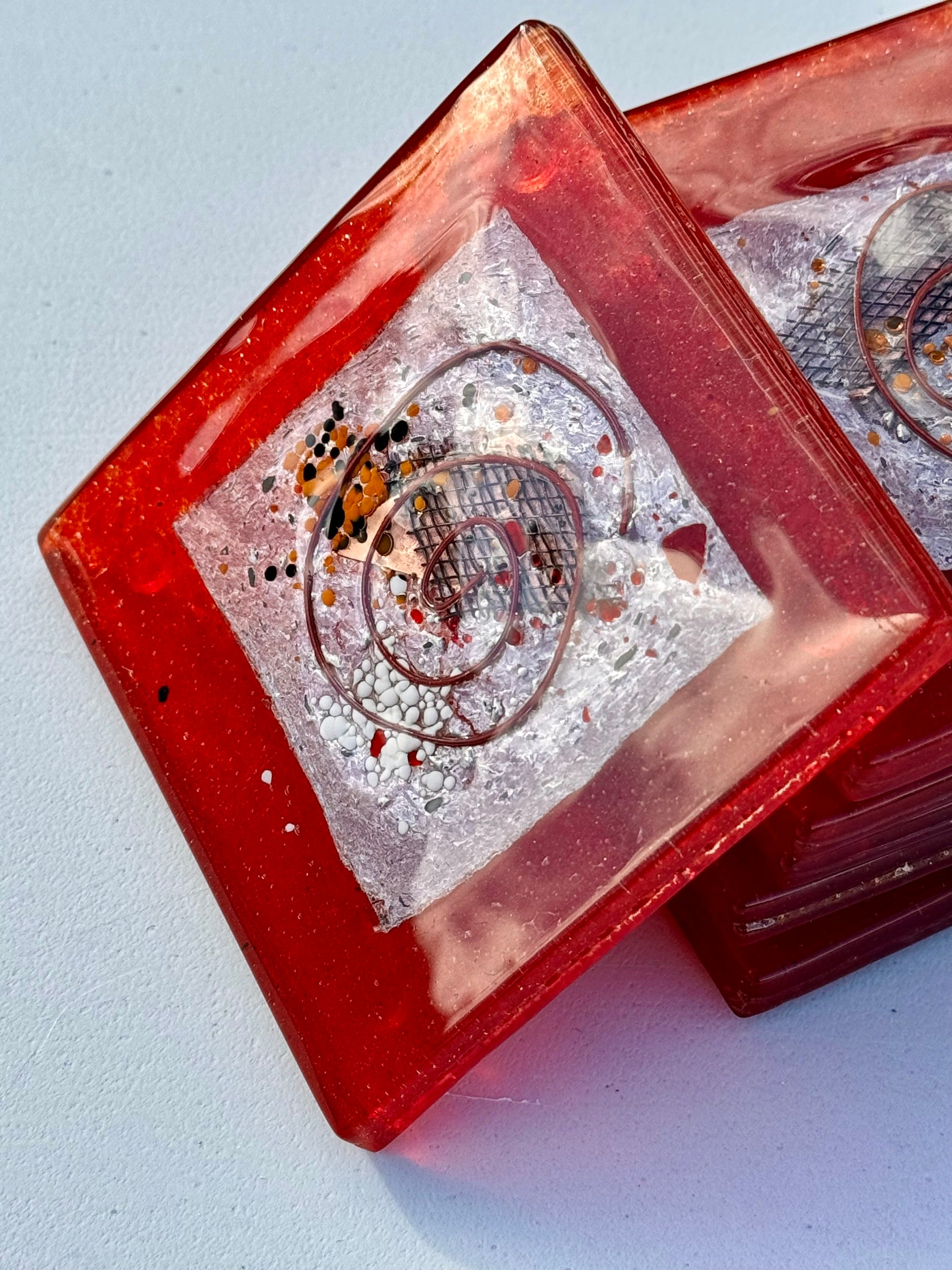 Opera Red Square Glass Coasters