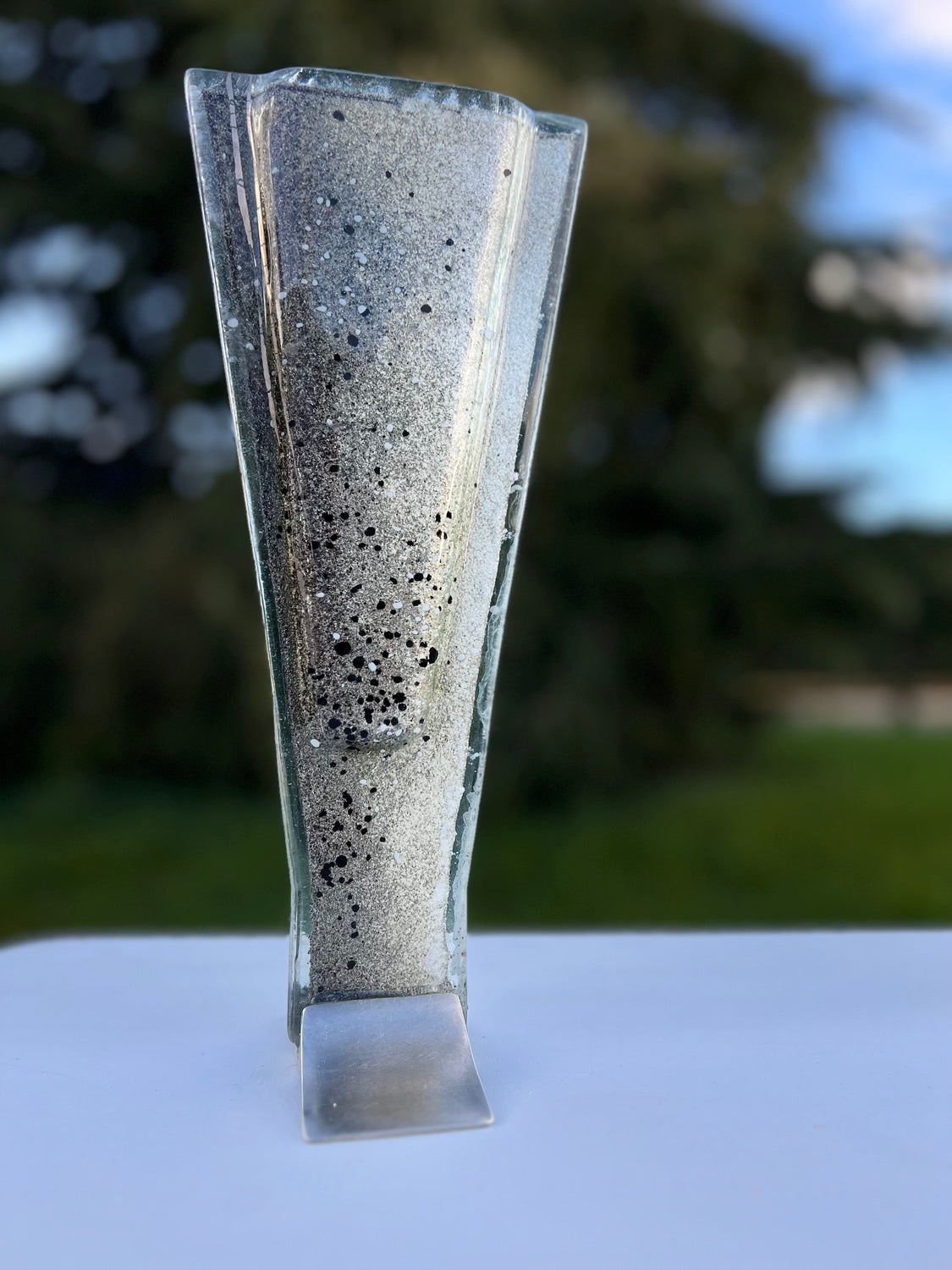 Silver, Grey & Platinum (Art Deco Shaped) Triangle Vase