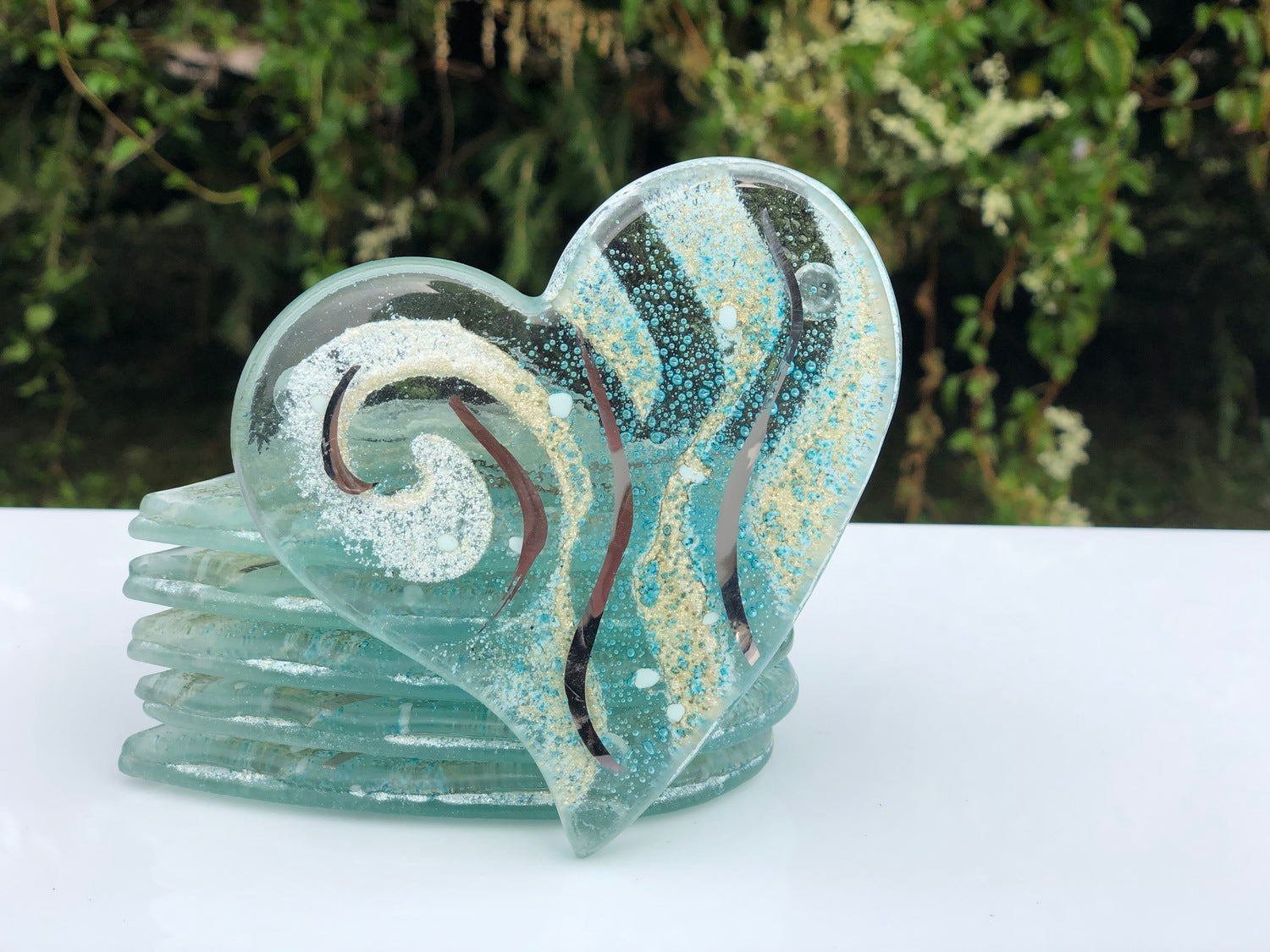 Crystal Aqua Coaster (Heart)
