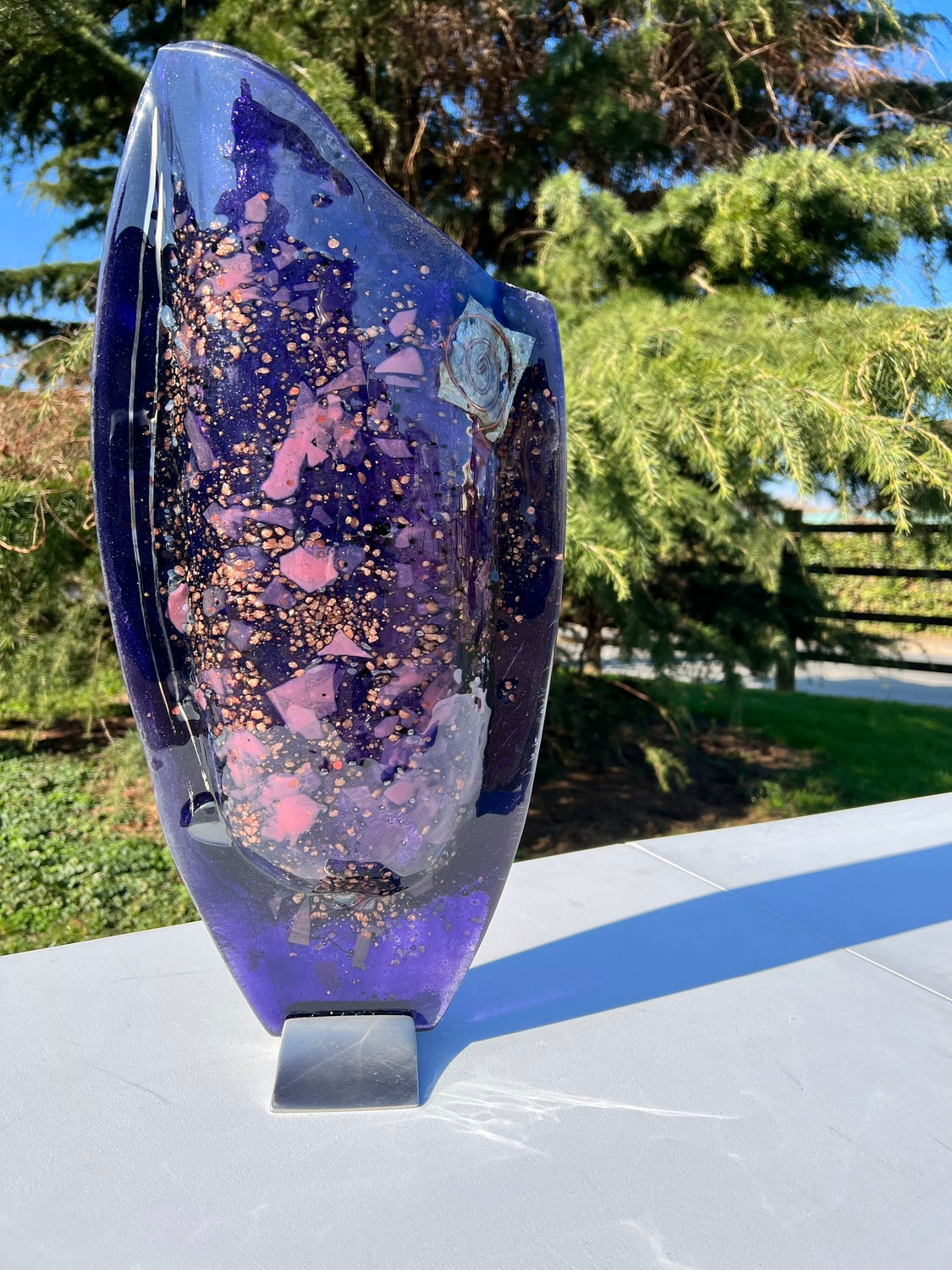 Mauve & Platinum Oval Vase