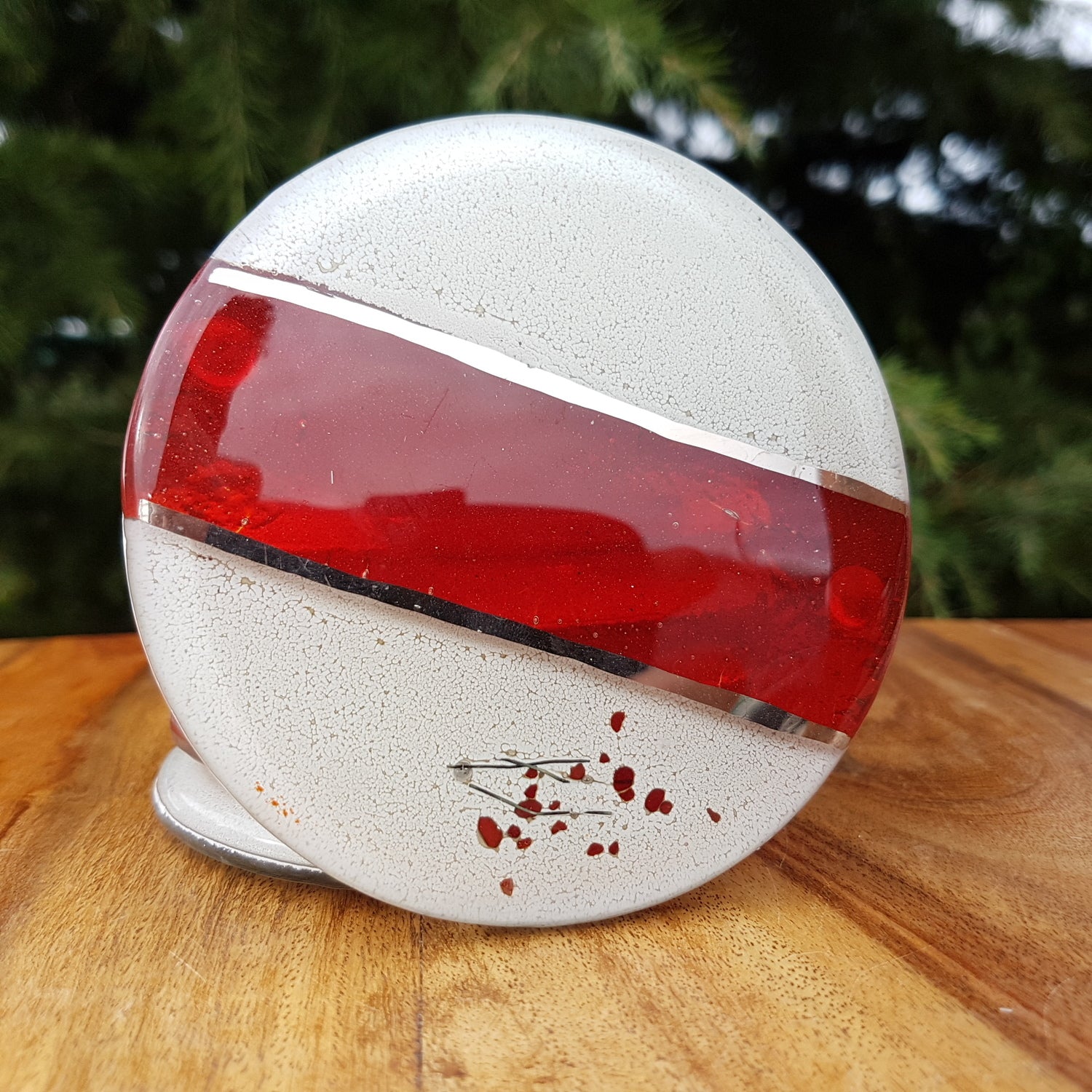 Red, White & Platinum Coaster (Round)