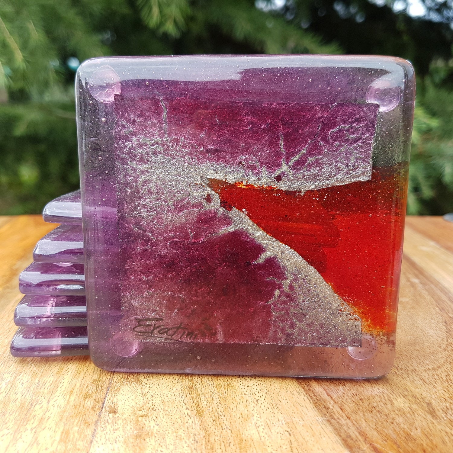 Red/Purple/Platinum Coaster (Square)