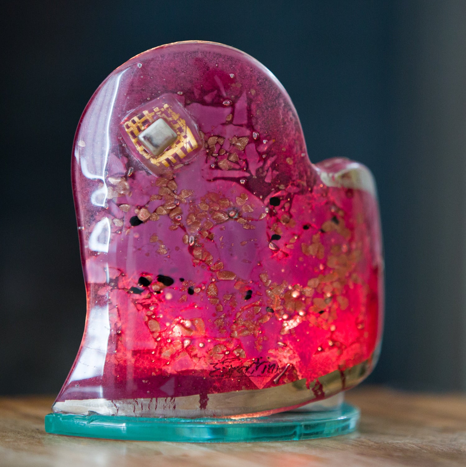 Rose & Platinum Heart Shaped Tealight Holder