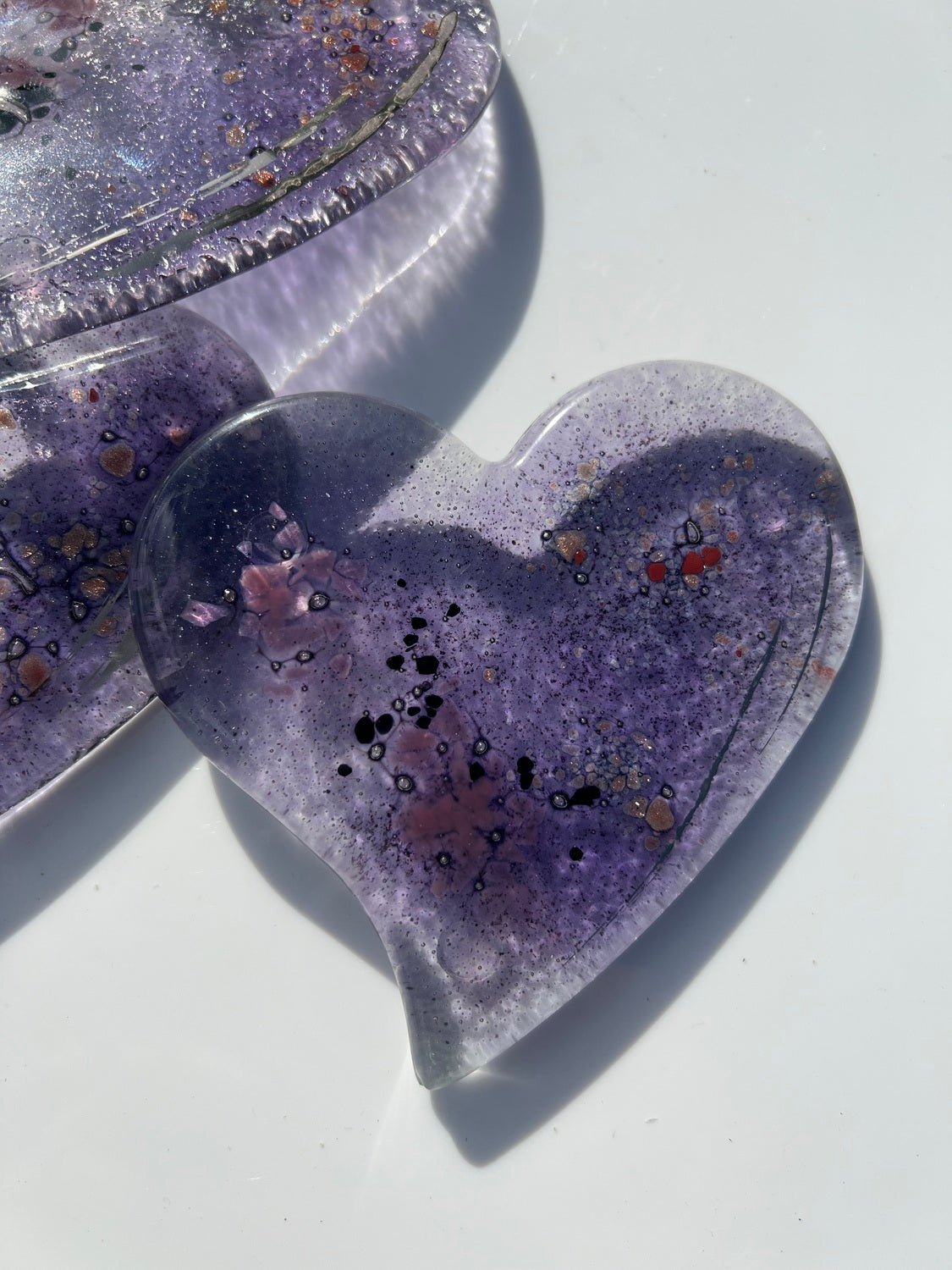 Mauve & Platinum Heart Coaster