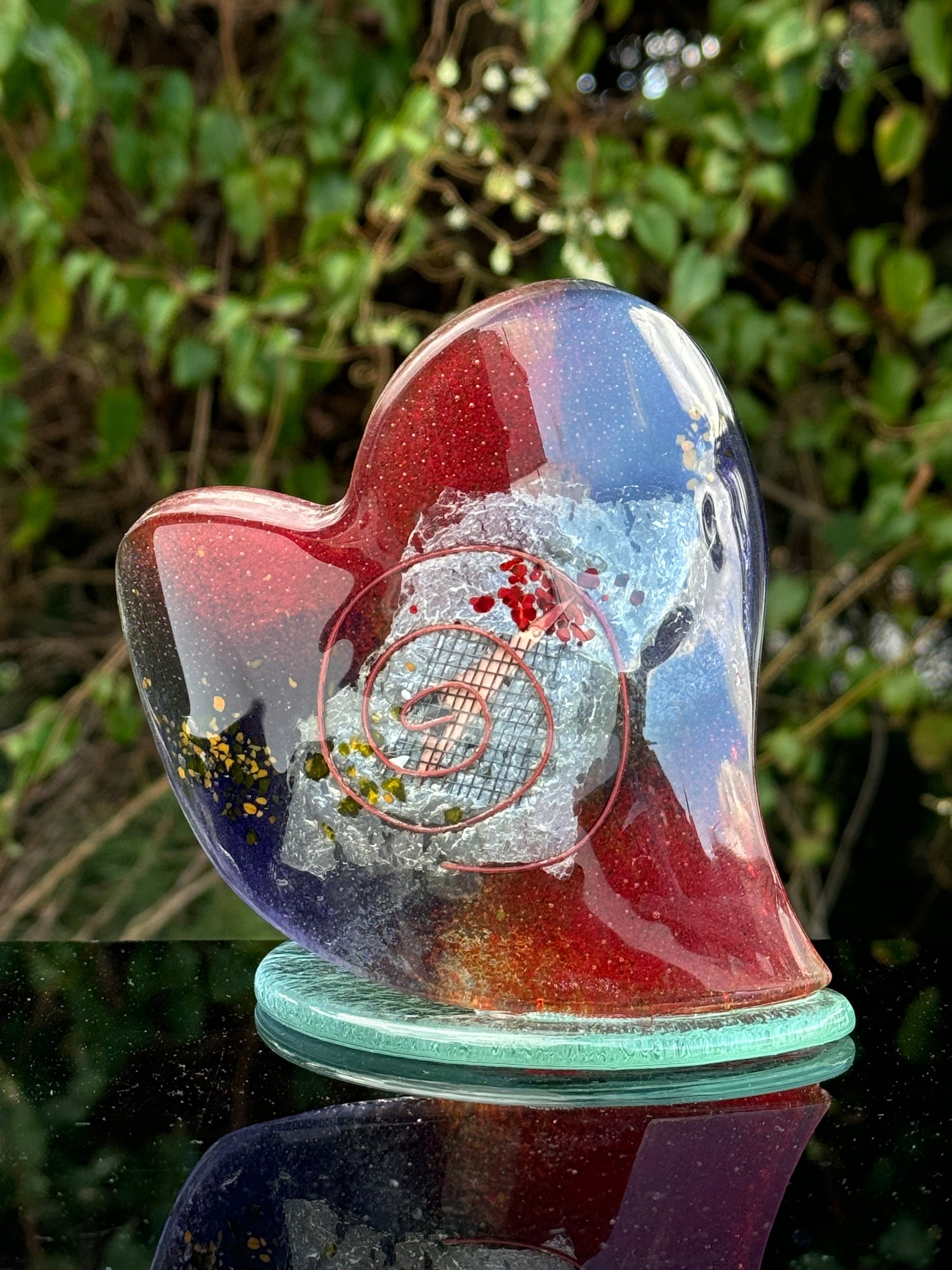 Opera Purple & Red Heart Shaped Tealight Holder