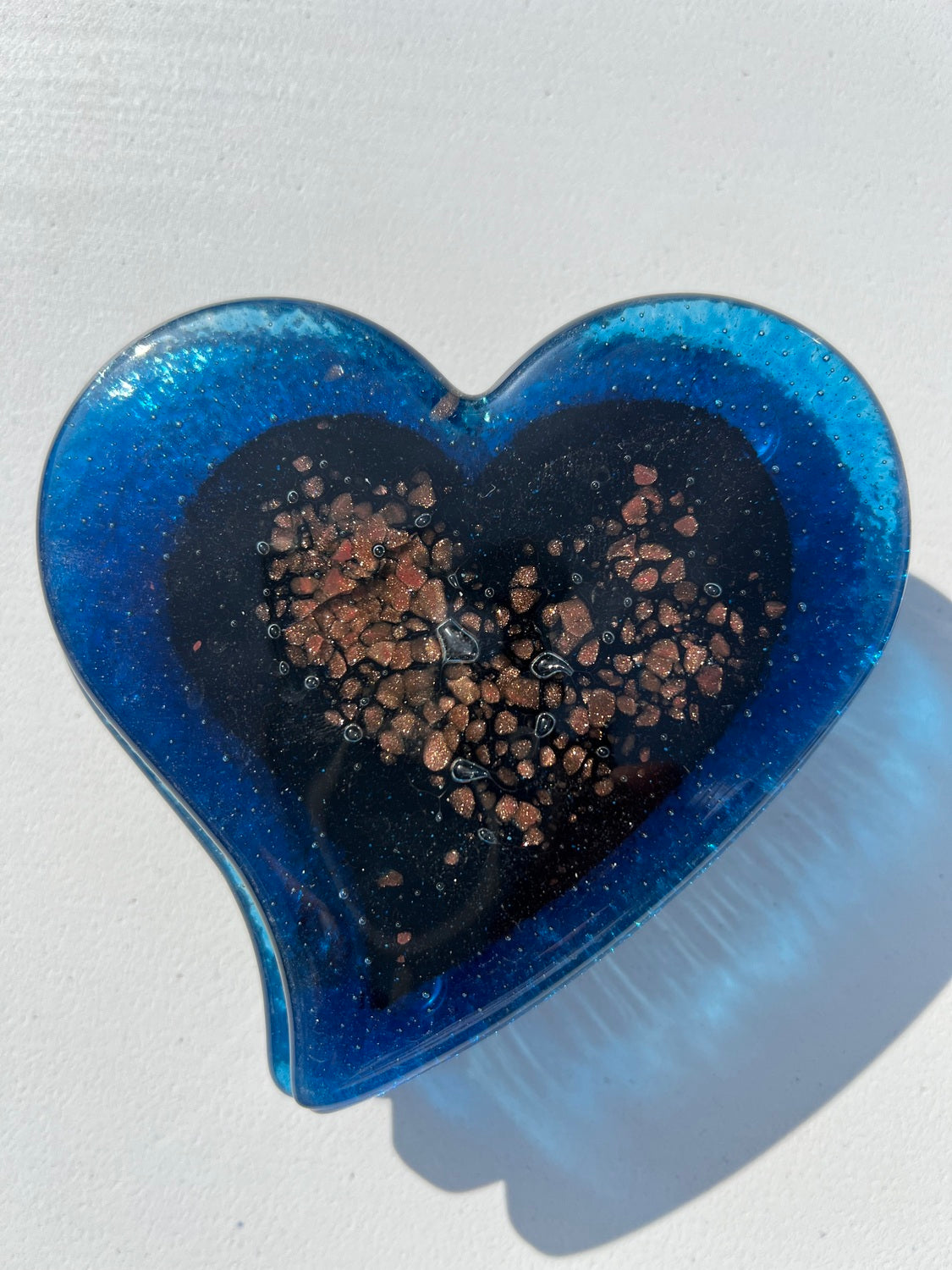 Fedra Blue Glass Coasters (Heart)