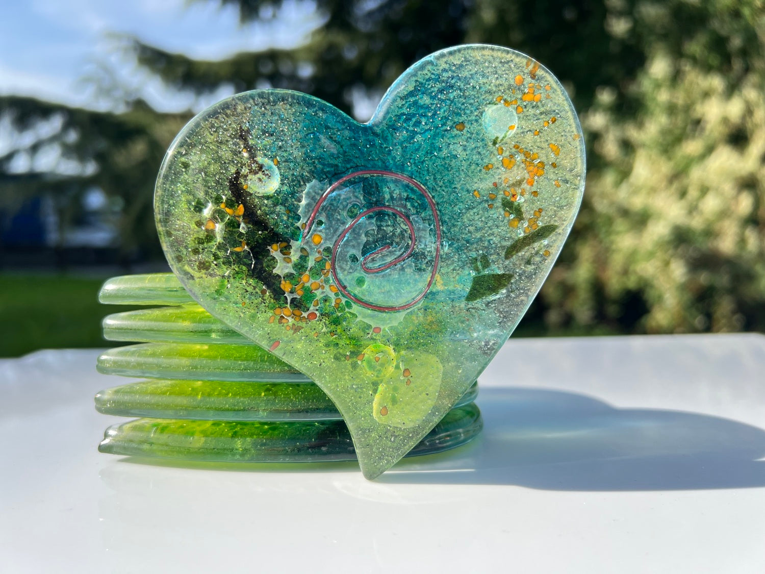 Light Green Aqua Coasters (Heart)
