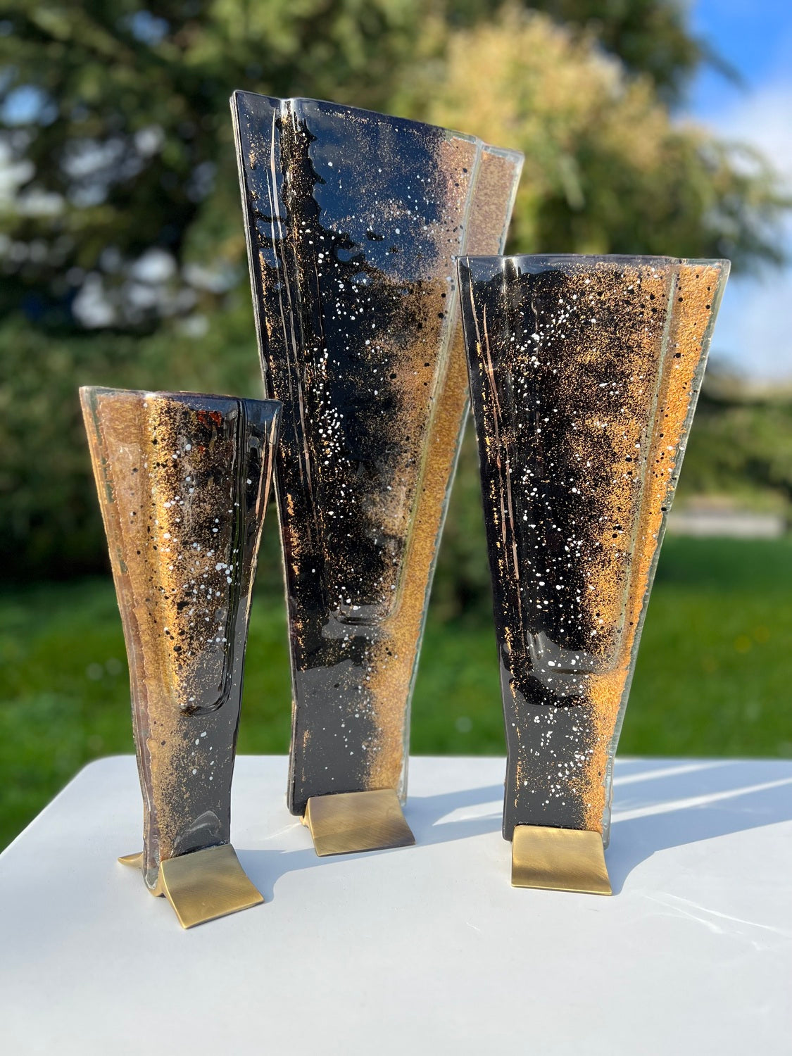 Black & Gold (Art Deco Shaped) Triangle Vase