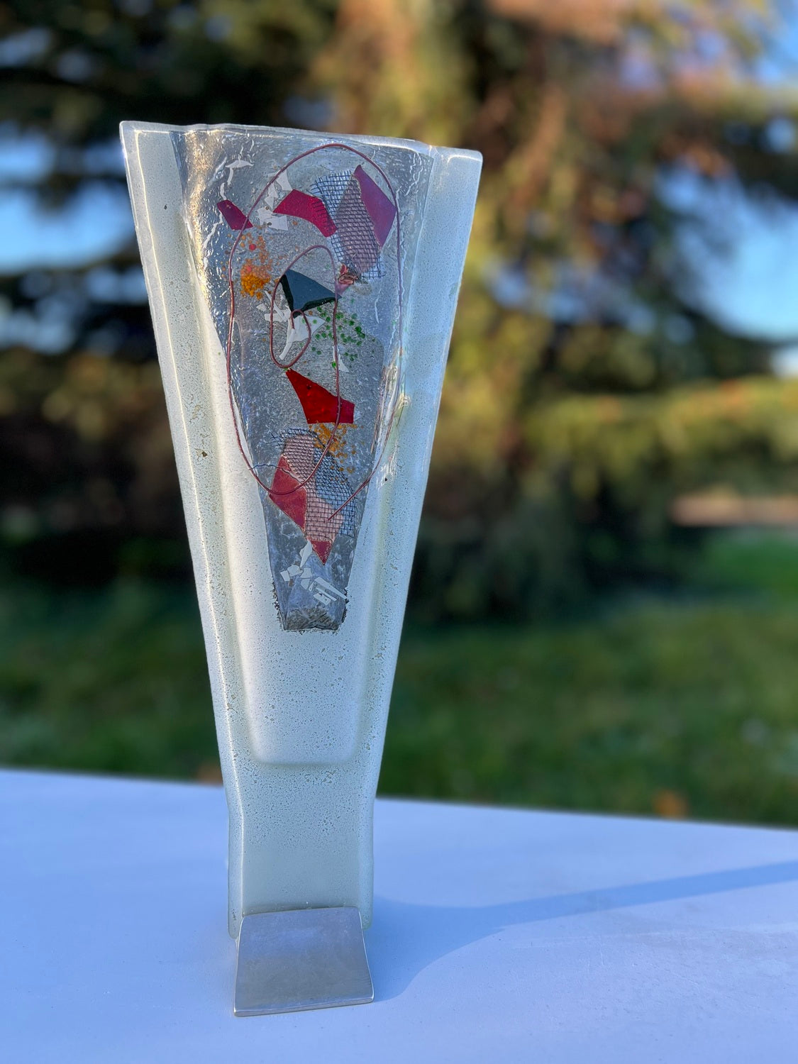 Opera White (Art Deco Shaped) Triangle Vase