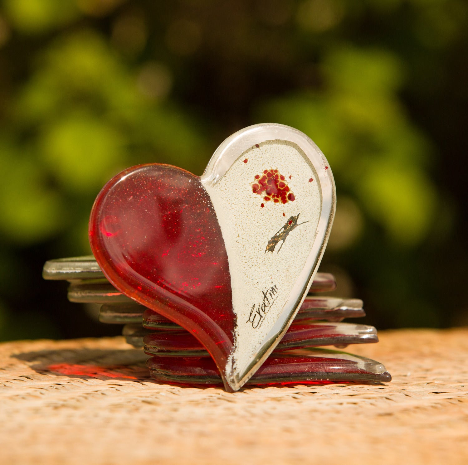 Red, White & Platinum Heart Coaster
