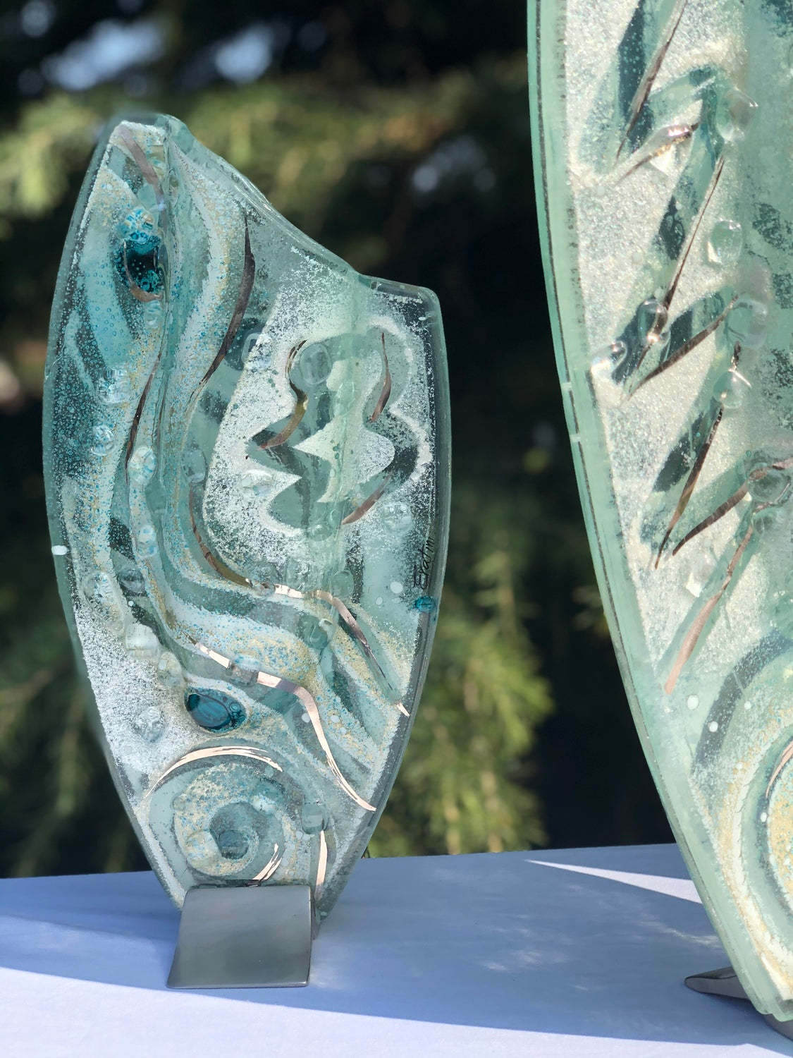 Crystal Aqua Oval Vase